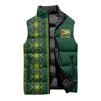 Custom Women’s Cricket Guyana Floral Series Sleeveless Puffer Jacket Rainforest Floral Geometry Motif