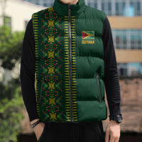 Custom Women’s Cricket Guyana Floral Series Sleeveless Puffer Jacket Rainforest Floral Geometry Motif
