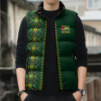 Custom Women’s Cricket Guyana Floral Series Sleeveless Puffer Jacket Rainforest Floral Geometry Motif