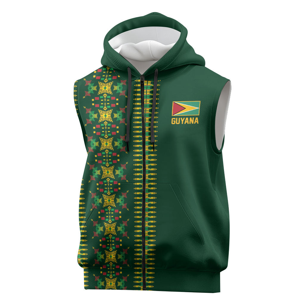 Custom Women’s Cricket Guyana Floral Series Sleeveless Zip Hoodie Rainforest Floral Geometry Motif
