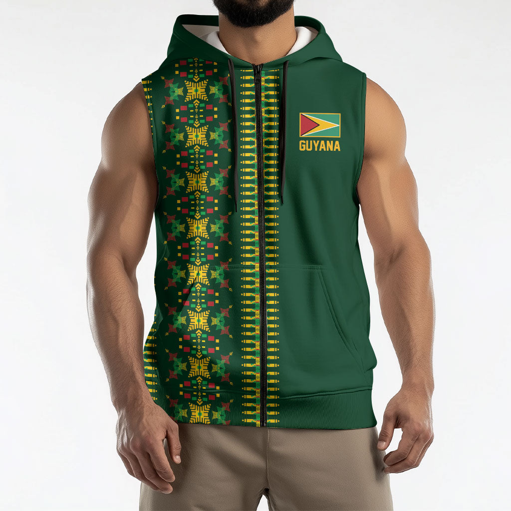 Custom Women’s Cricket Guyana Floral Series Sleeveless Zip Hoodie Rainforest Floral Geometry Motif