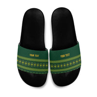 Custom Women’s Cricket Guyana Floral Series Slide Sandals Rainforest Floral Geometry Motif