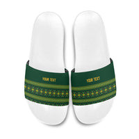 Custom Women’s Cricket Guyana Floral Series Slide Sandals Rainforest Floral Geometry Motif