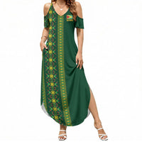 Custom Women’s Cricket Guyana Floral Series Summer Maxi Dress Rainforest Floral Geometry Motif