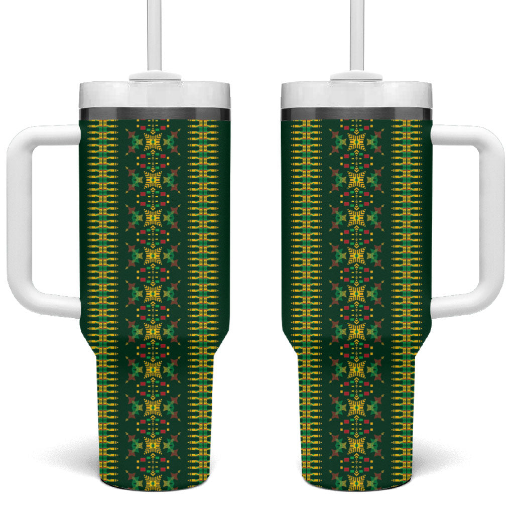 Custom Women’s Cricket Guyana Floral Series Tumbler With Handle Rainforest Floral Geometry Motif