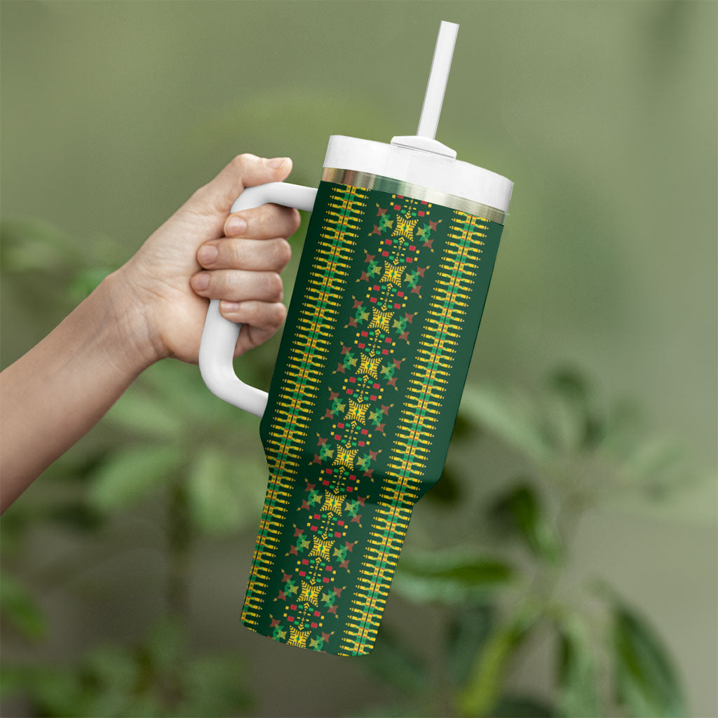 Custom Women’s Cricket Guyana Floral Series Tumbler With Handle Rainforest Floral Geometry Motif