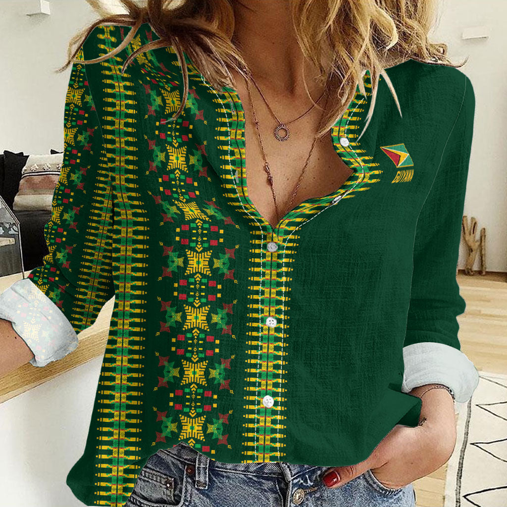 Custom Women’s Cricket Guyana Floral Series Women Casual Shirt Rainforest Floral Geometry Motif