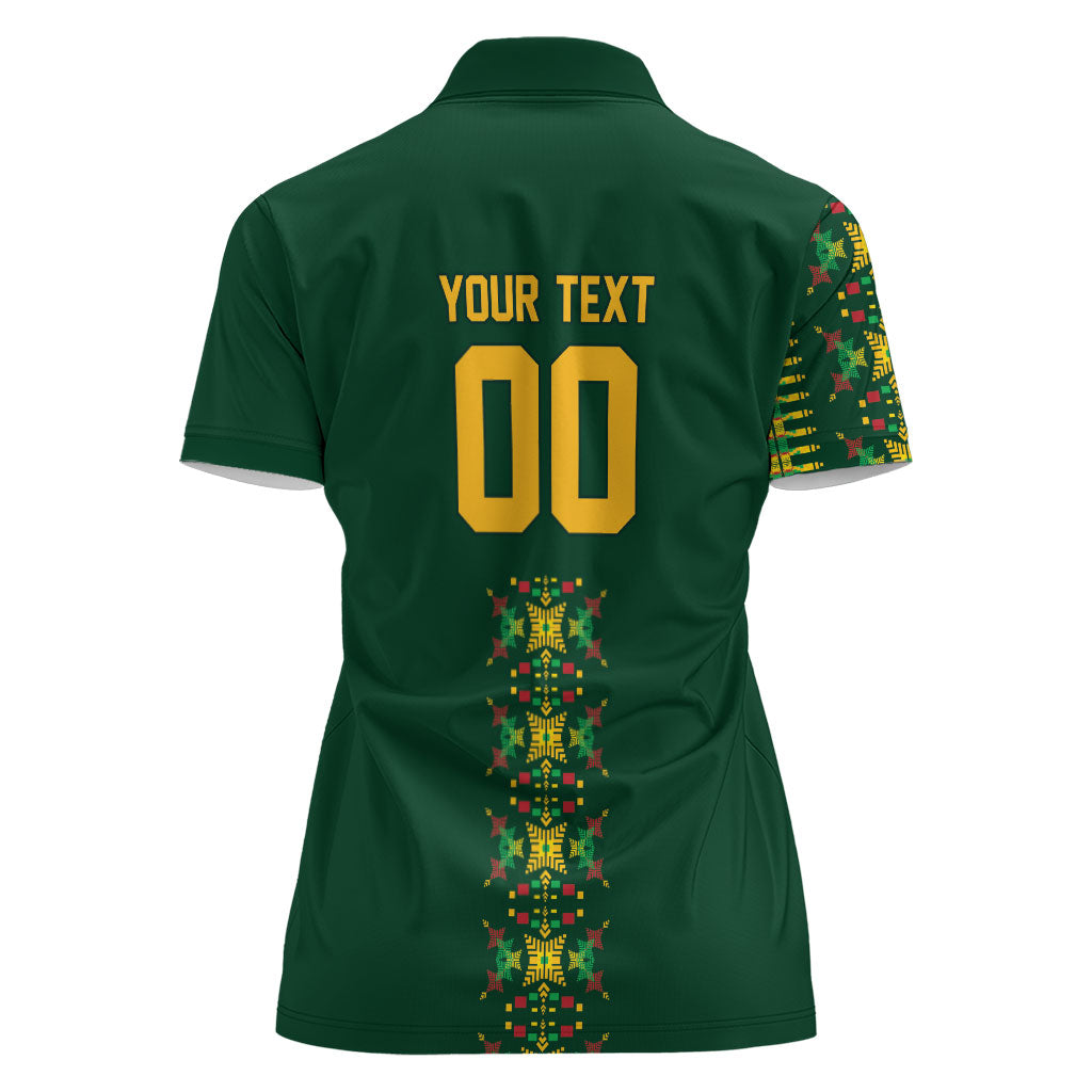 Custom Women’s Cricket Guyana Floral Series Women Polo Shirt Rainforest Floral Geometry Motif