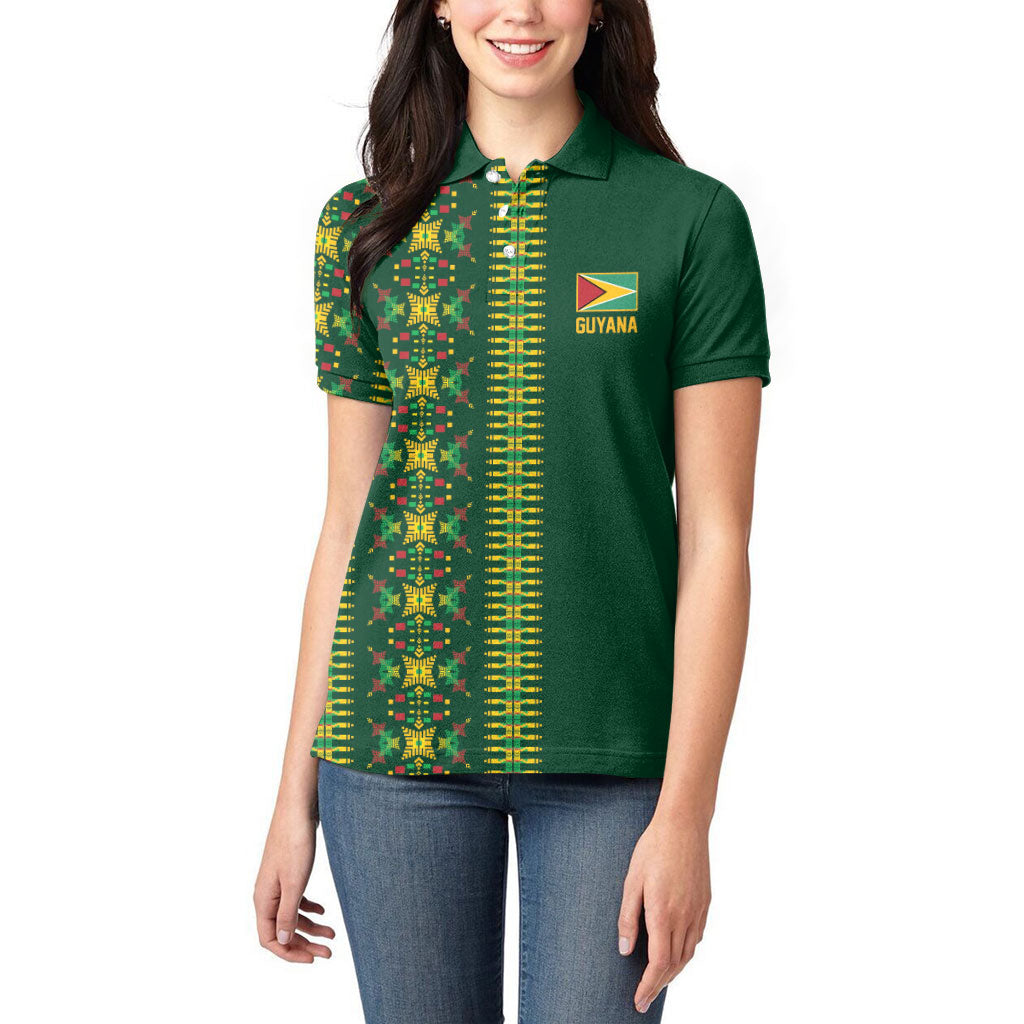 Custom Women’s Cricket Guyana Floral Series Women Polo Shirt Rainforest Floral Geometry Motif