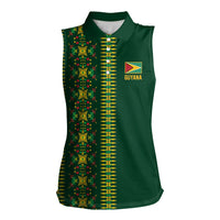 Custom Women’s Cricket Guyana Floral Series Women Sleeveless Polo Shirt Rainforest Floral Geometry Motif