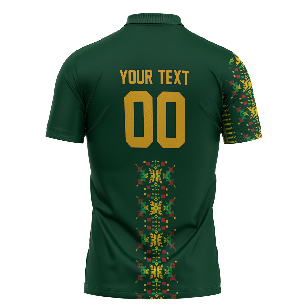 Custom Women’s Cricket Guyana Floral Series Zipper Polo Shirt Rainforest Floral Geometry Motif