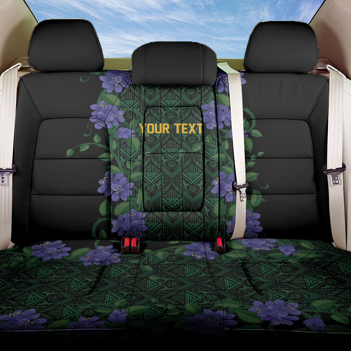 Custom Women’s Cricket Jamaica Floral Series Back Car Seat Cover Lignum Vitae Hummingbirds Geometric Ethnic