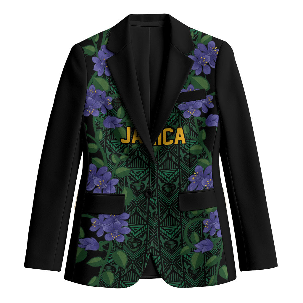Custom Women’s Cricket Jamaica Floral Series Blazer Lignum Vitae Hummingbirds Geometric Ethnic
