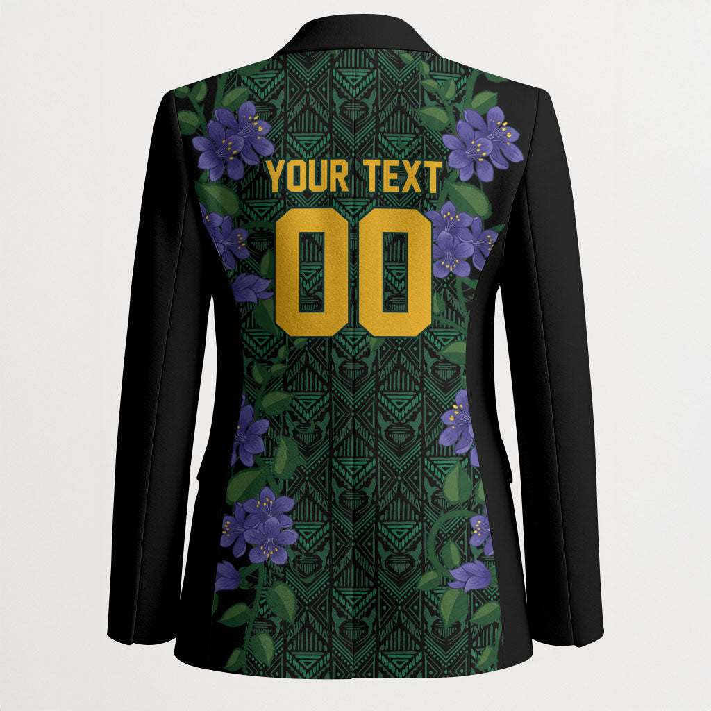 Custom Women’s Cricket Jamaica Floral Series Blazer Lignum Vitae Hummingbirds Geometric Ethnic
