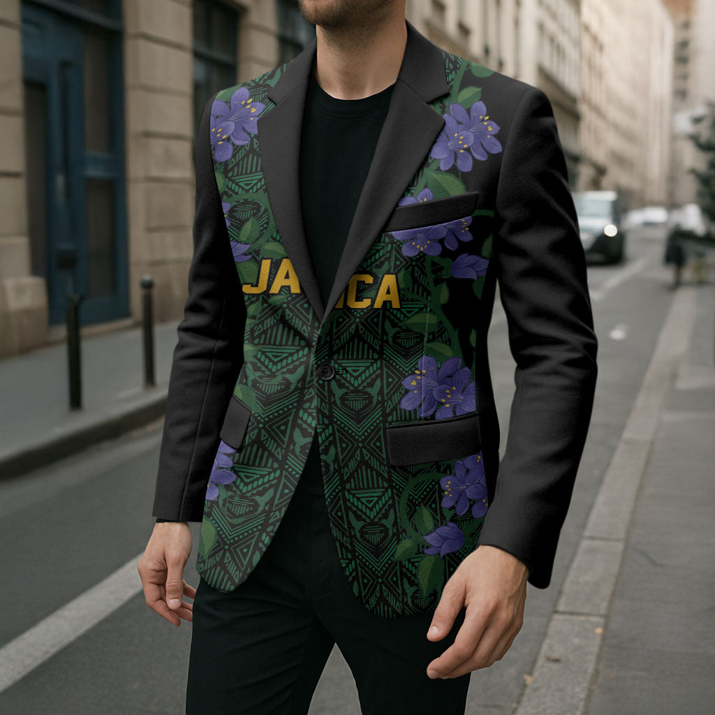Custom Women’s Cricket Jamaica Floral Series Blazer Lignum Vitae Hummingbirds Geometric Ethnic