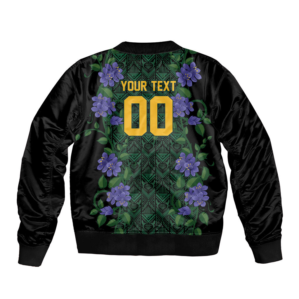 Custom Women’s Cricket Jamaica Floral Series Bomber Jacket Lignum Vitae Hummingbirds Geometric Ethnic