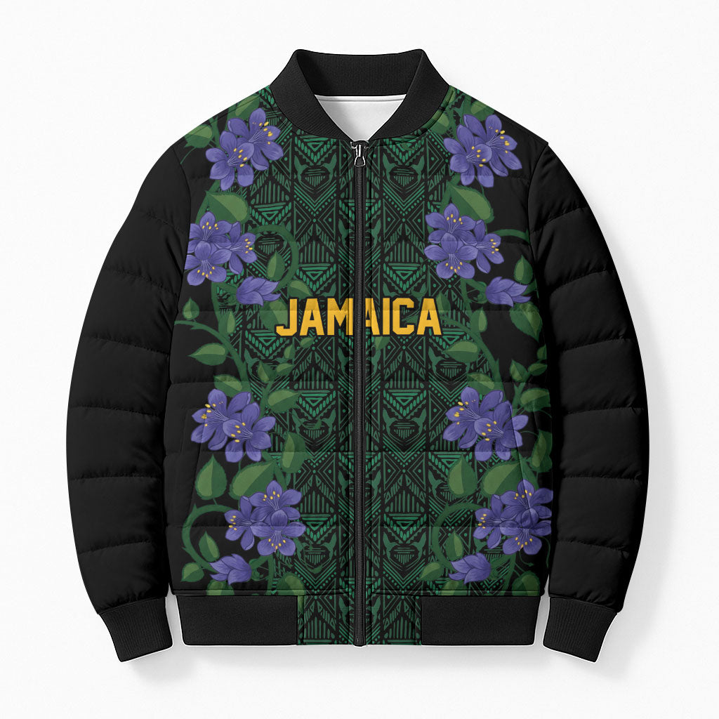Custom Women’s Cricket Jamaica Floral Series Bomber Puffer Jacket Lignum Vitae Hummingbirds Geometric Ethnic