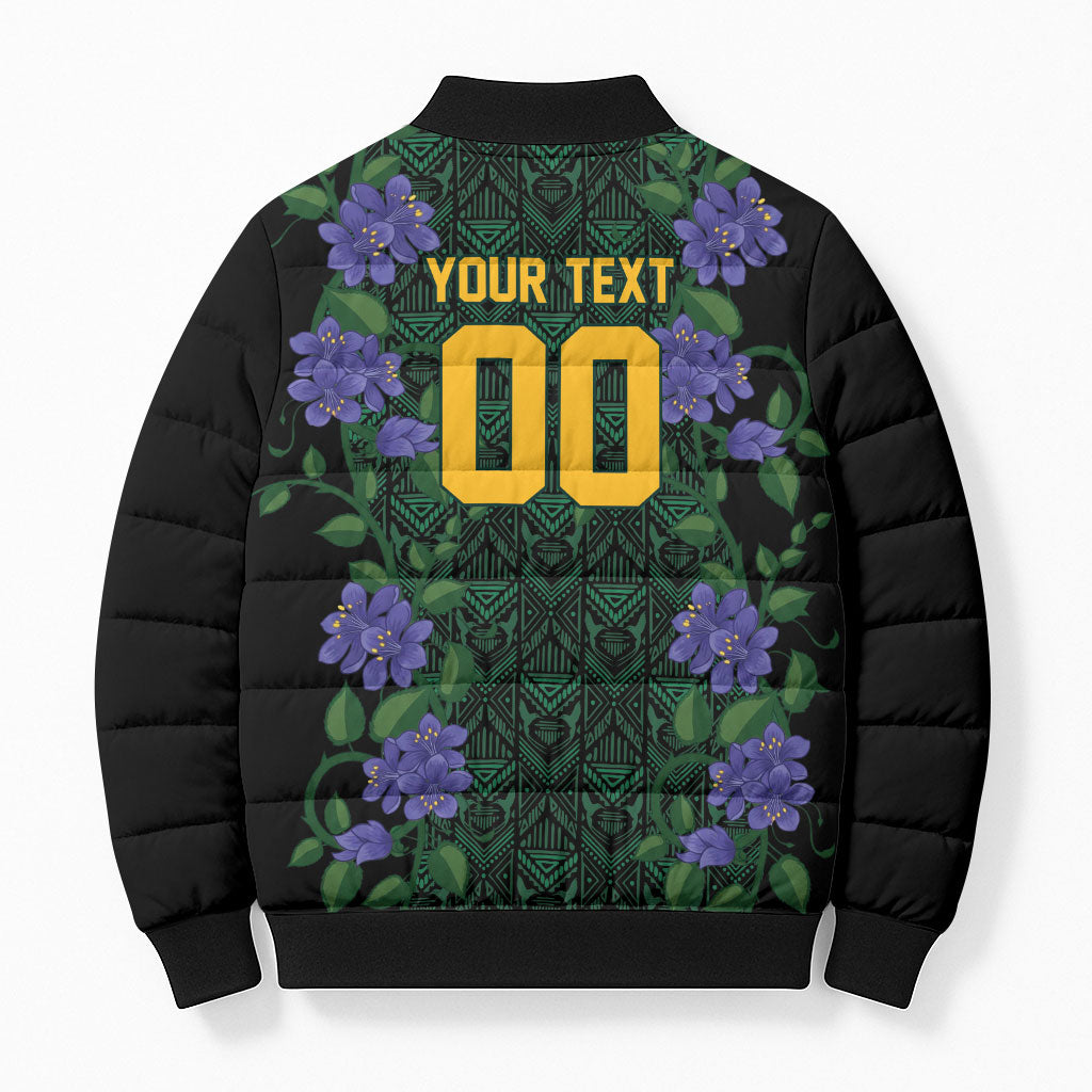 Custom Women’s Cricket Jamaica Floral Series Bomber Puffer Jacket Lignum Vitae Hummingbirds Geometric Ethnic