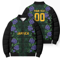 Custom Women’s Cricket Jamaica Floral Series Bomber Puffer Jacket Lignum Vitae Hummingbirds Geometric Ethnic