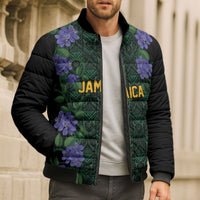 Custom Women’s Cricket Jamaica Floral Series Bomber Puffer Jacket Lignum Vitae Hummingbirds Geometric Ethnic