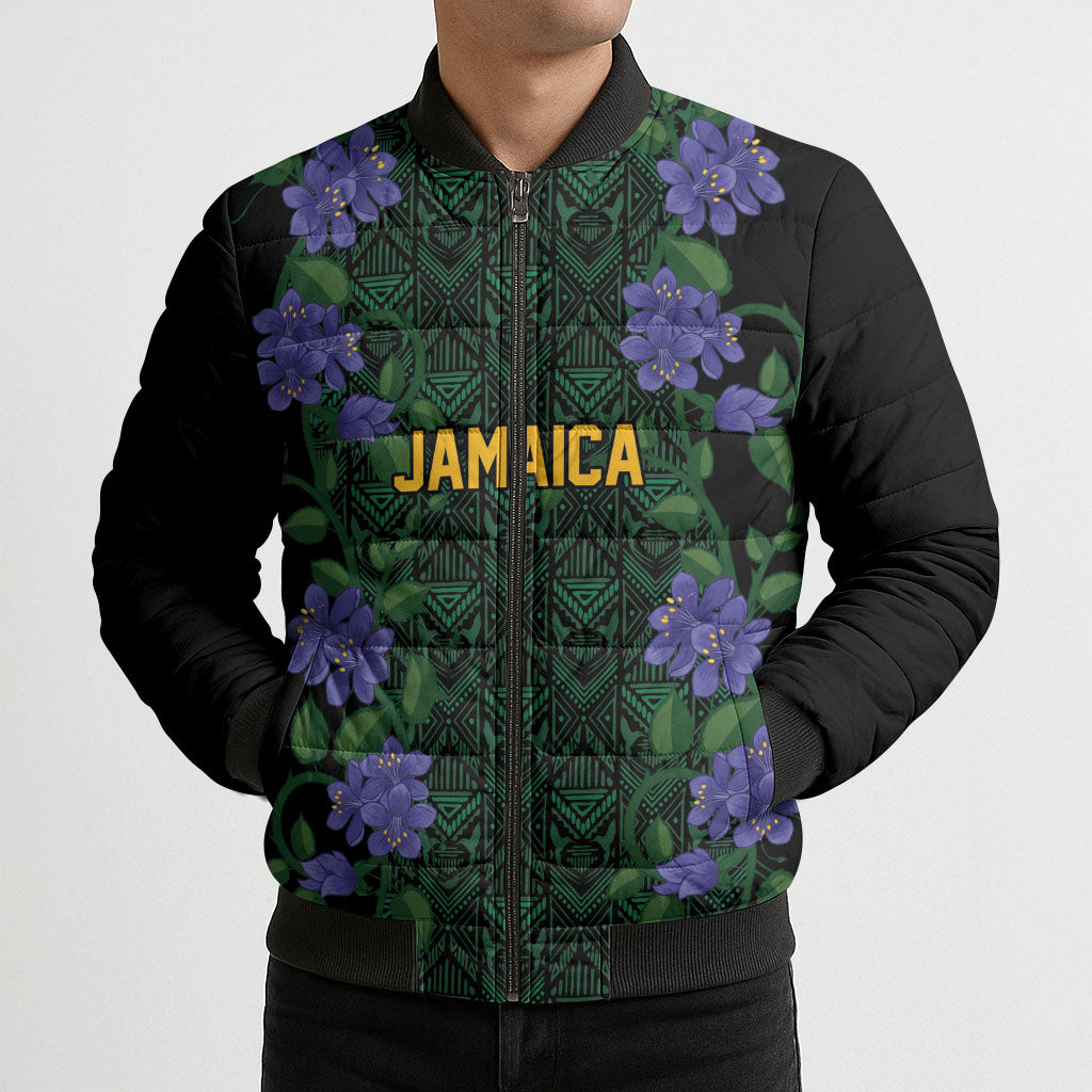 Custom Women’s Cricket Jamaica Floral Series Bomber Puffer Jacket Lignum Vitae Hummingbirds Geometric Ethnic