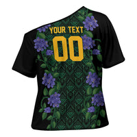 Custom Women’s Cricket Jamaica Floral Series Cross Shoulder Shirt Lignum Vitae Hummingbirds Geometric Ethnic
