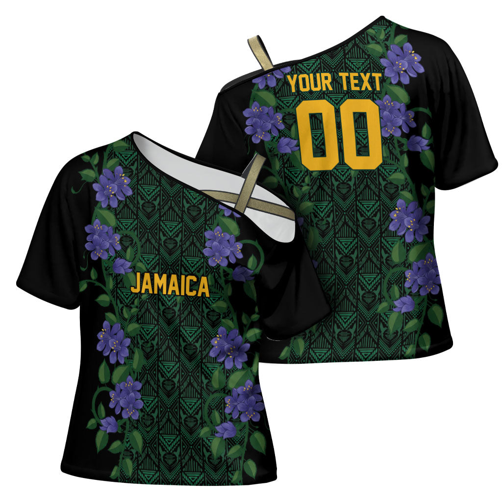 Custom Women’s Cricket Jamaica Floral Series Cross Shoulder Shirt Lignum Vitae Hummingbirds Geometric Ethnic