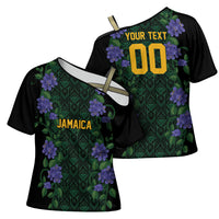 Custom Women’s Cricket Jamaica Floral Series Cross Shoulder Shirt Lignum Vitae Hummingbirds Geometric Ethnic