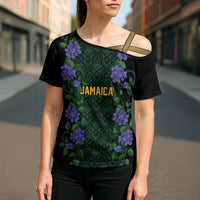 Custom Women’s Cricket Jamaica Floral Series Cross Shoulder Shirt Lignum Vitae Hummingbirds Geometric Ethnic