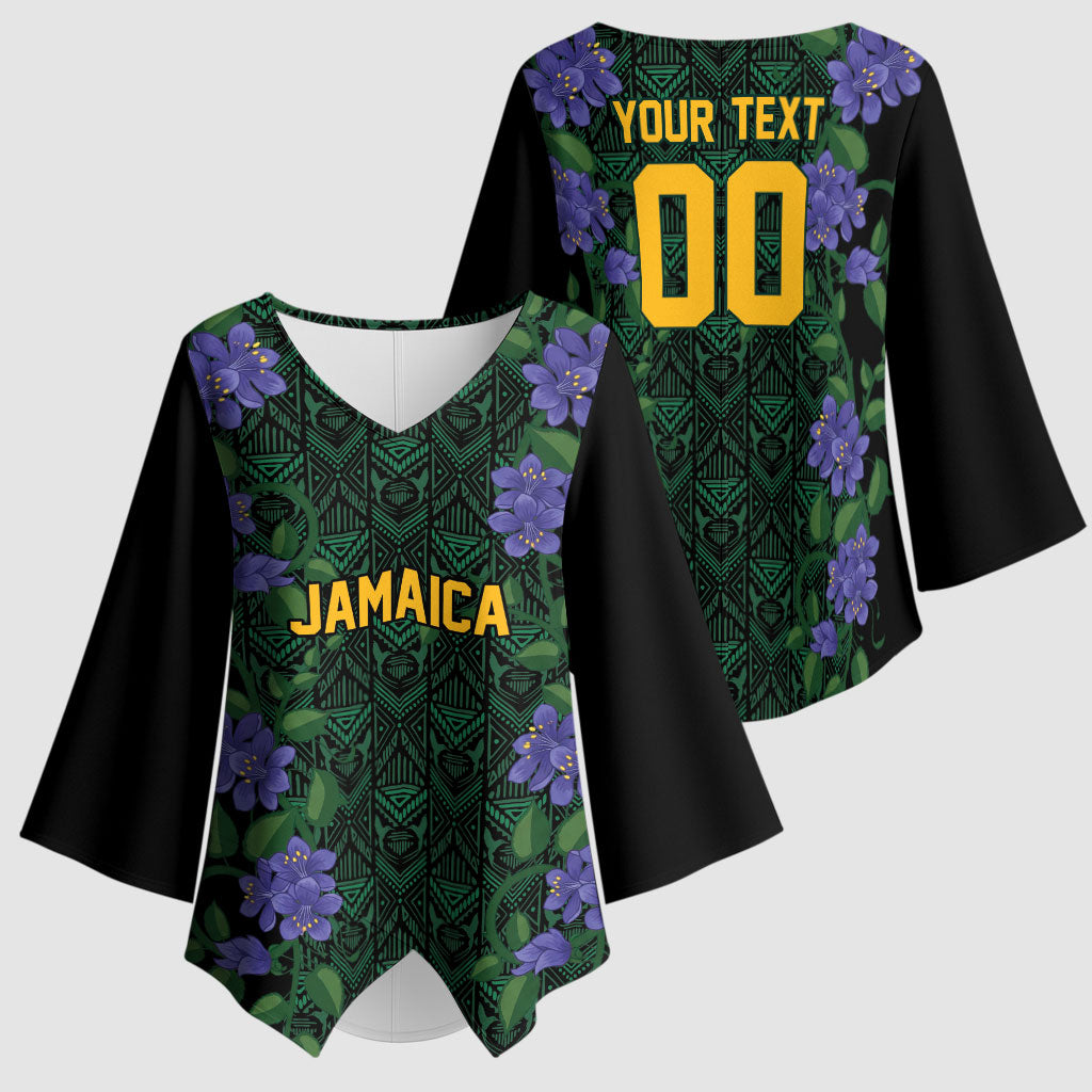 Custom Women’s Cricket Jamaica Floral Series Kimono Sleeve Blouse Lignum Vitae Hummingbirds Geometric Ethnic