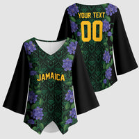 Custom Women’s Cricket Jamaica Floral Series Kimono Sleeve Blouse Lignum Vitae Hummingbirds Geometric Ethnic