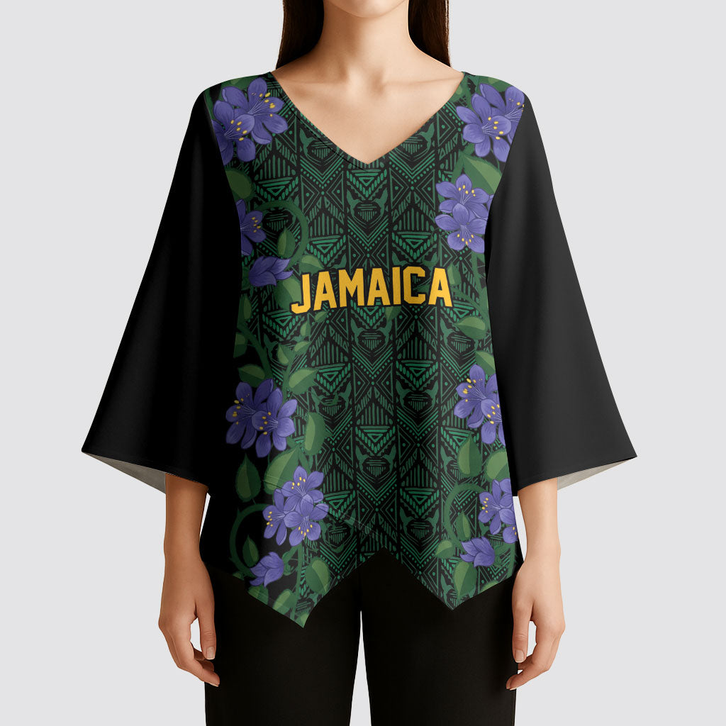 Custom Women’s Cricket Jamaica Floral Series Kimono Sleeve Blouse Lignum Vitae Hummingbirds Geometric Ethnic