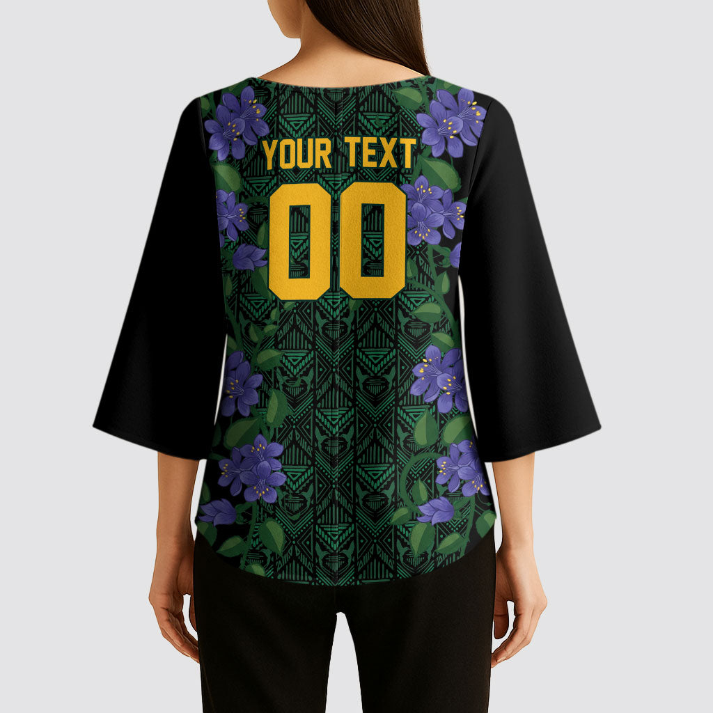 Custom Women’s Cricket Jamaica Floral Series Kimono Sleeve Blouse Lignum Vitae Hummingbirds Geometric Ethnic