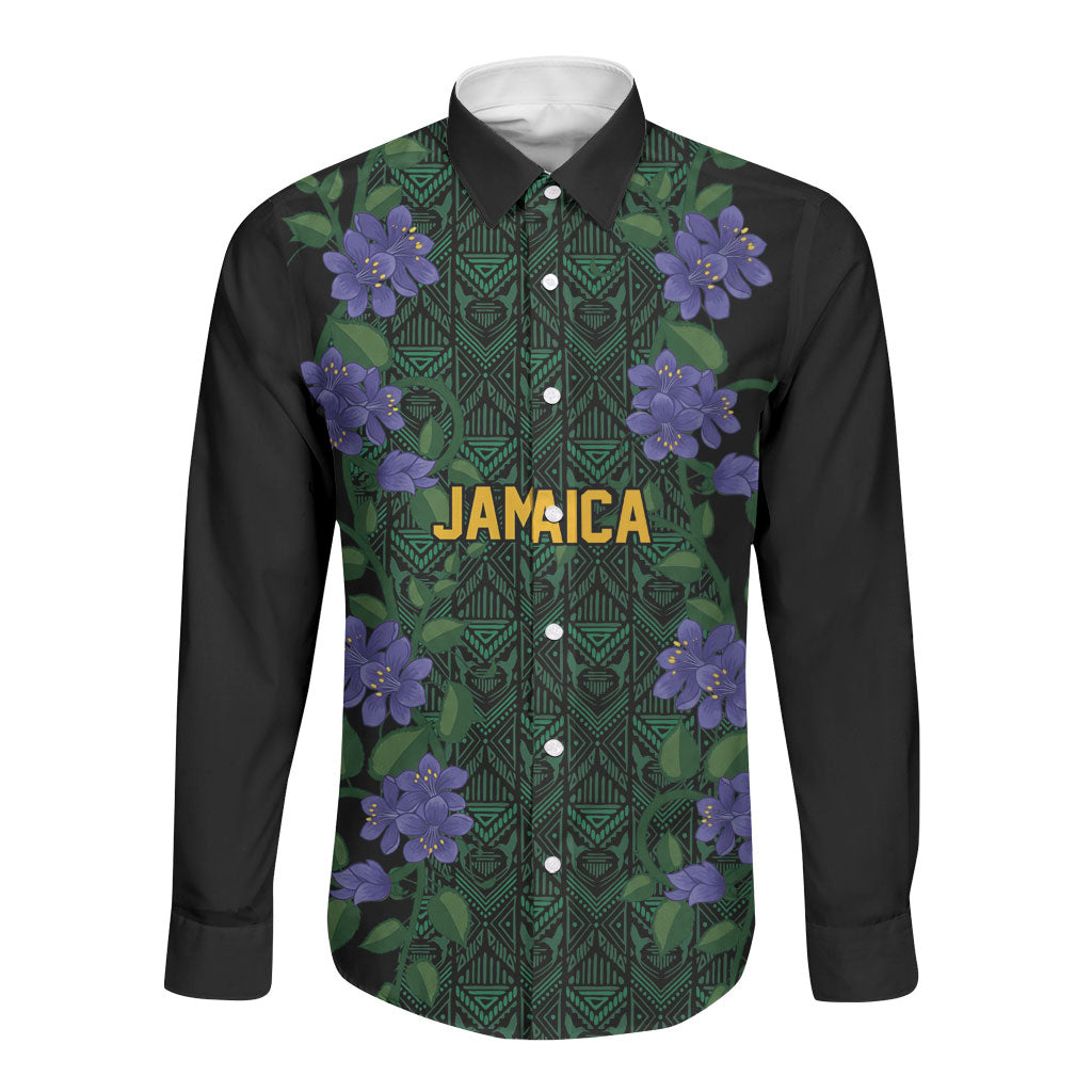 Custom Women’s Cricket Jamaica Floral Series Long Sleeve Button Shirt Lignum Vitae Hummingbirds Geometric Ethnic