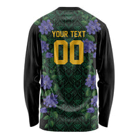 Custom Women’s Cricket Jamaica Floral Series Long Sleeve Shirt Lignum Vitae Hummingbirds Geometric Ethnic