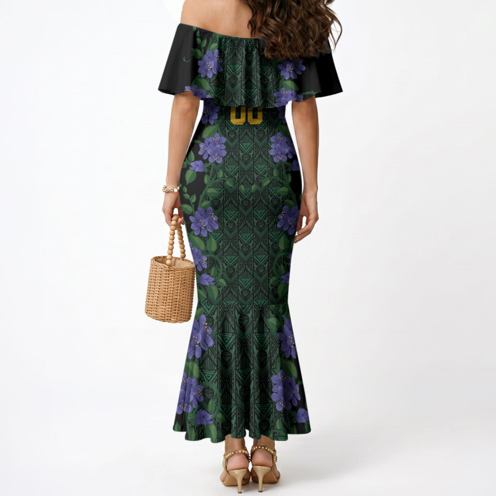 Custom Women’s Cricket Jamaica Floral Series Mermaid Dress Lignum Vitae Hummingbirds Geometric Ethnic
