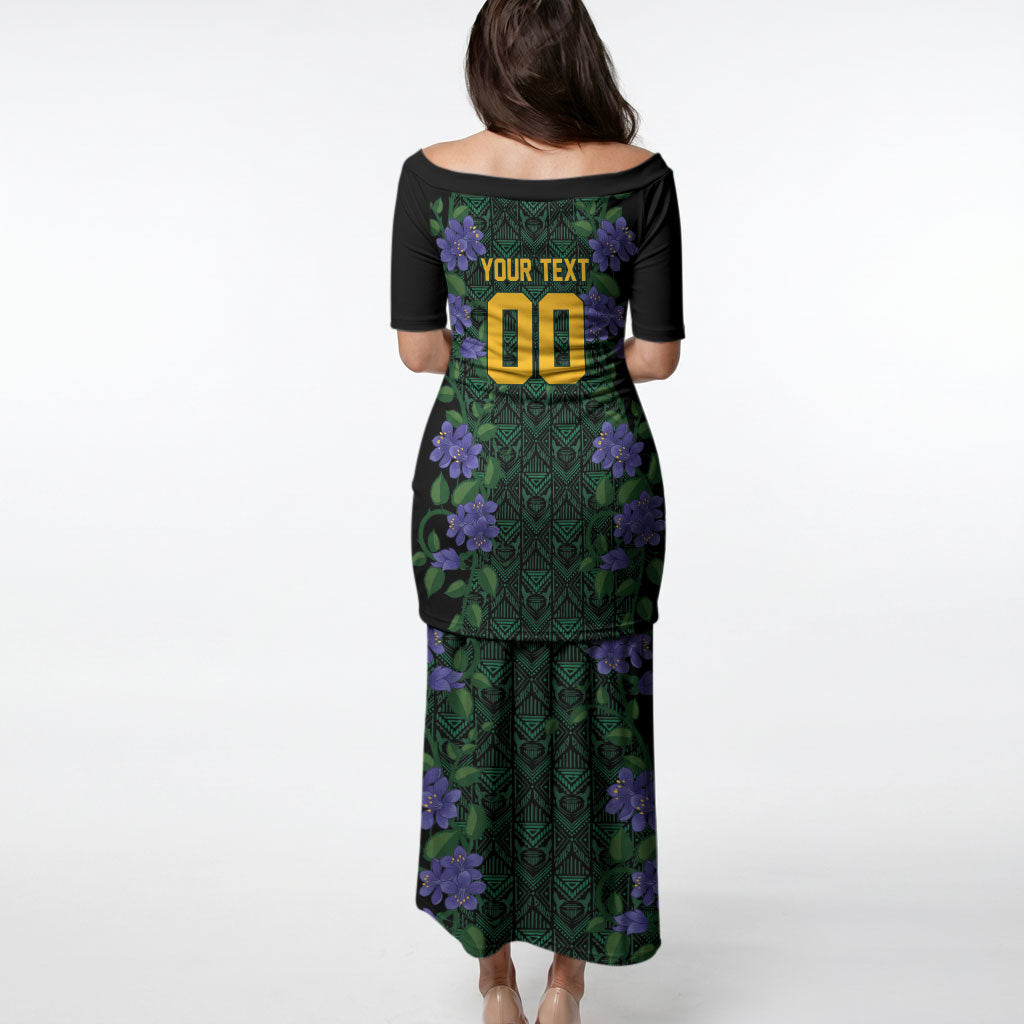 Custom Women’s Cricket Jamaica Floral Series Puletasi Lignum Vitae Hummingbirds Geometric Ethnic