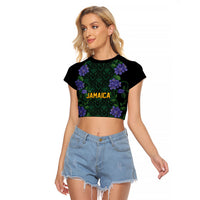 Custom Women’s Cricket Jamaica Floral Series Raglan Cropped T Shirt Lignum Vitae Hummingbirds Geometric Ethnic