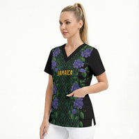Custom Women’s Cricket Jamaica Floral Series Scrub Top Lignum Vitae Hummingbirds Geometric Ethnic