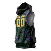 Custom Women’s Cricket Jamaica Floral Series Sleeveless Hoodie Lignum Vitae Hummingbirds Geometric Ethnic