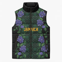 Custom Women’s Cricket Jamaica Floral Series Sleeveless Puffer Jacket Lignum Vitae Hummingbirds Geometric Ethnic