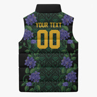 Custom Women’s Cricket Jamaica Floral Series Sleeveless Puffer Jacket Lignum Vitae Hummingbirds Geometric Ethnic