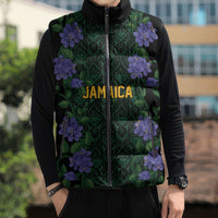 Custom Women’s Cricket Jamaica Floral Series Sleeveless Puffer Jacket Lignum Vitae Hummingbirds Geometric Ethnic