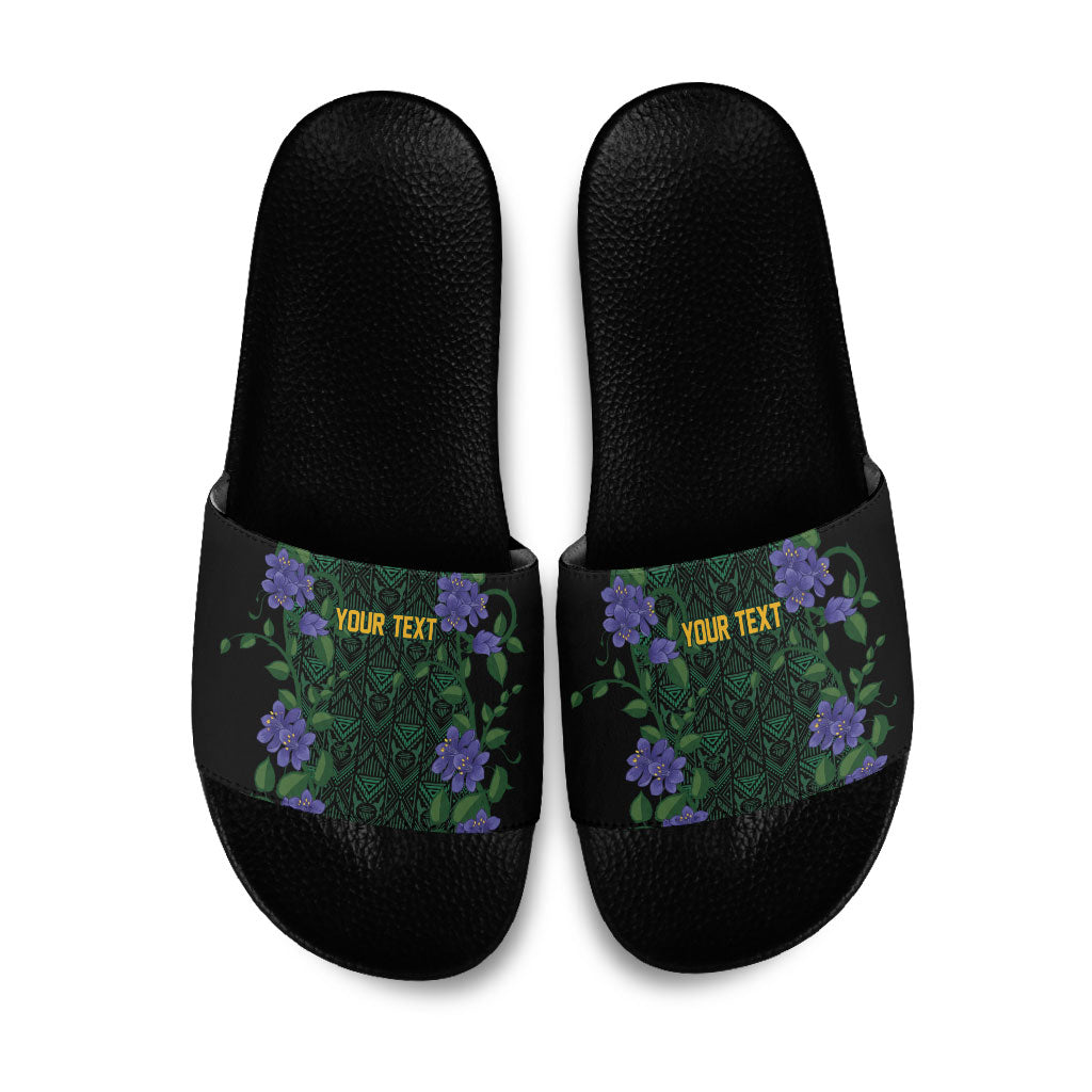 Custom Women’s Cricket Jamaica Floral Series Slide Sandals Lignum Vitae Hummingbirds Geometric Ethnic