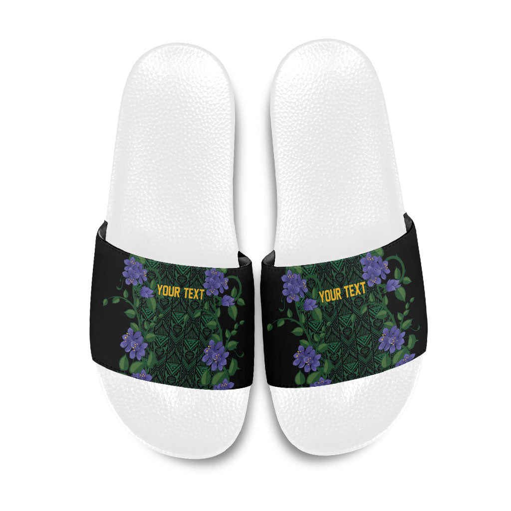 Custom Women’s Cricket Jamaica Floral Series Slide Sandals Lignum Vitae Hummingbirds Geometric Ethnic