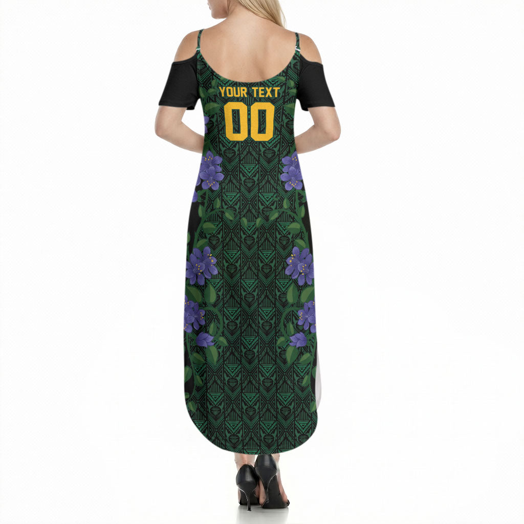 Custom Women’s Cricket Jamaica Floral Series Summer Maxi Dress Lignum Vitae Hummingbirds Geometric Ethnic
