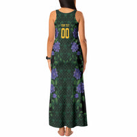 Custom Women’s Cricket Jamaica Floral Series Tank Maxi Dress Lignum Vitae Hummingbirds Geometric Ethnic