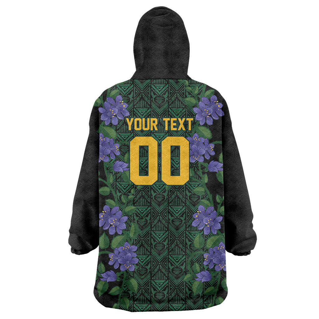 Custom Women’s Cricket Jamaica Floral Series Wearable Blanket Hoodie Lignum Vitae Hummingbirds Geometric Ethnic
