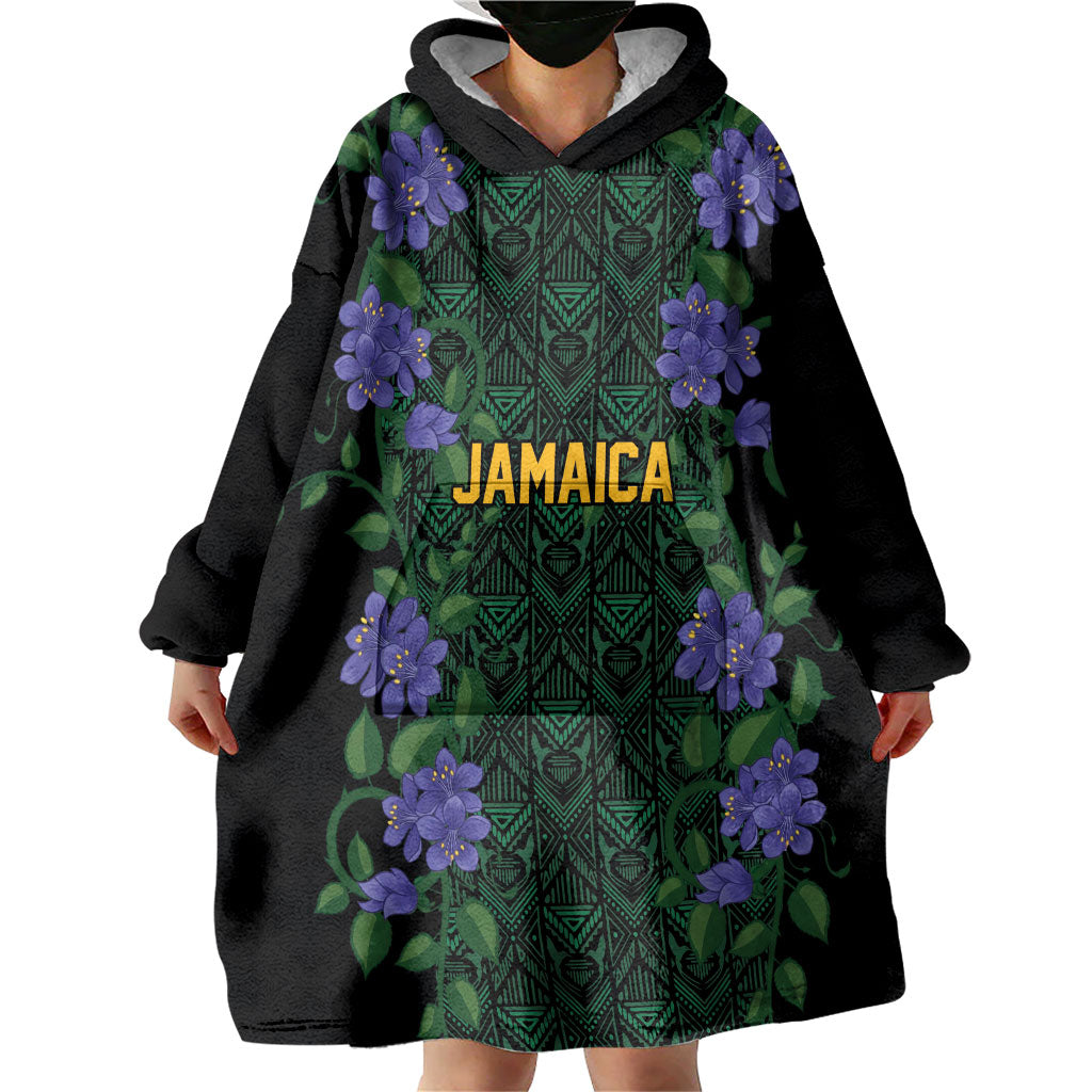 Custom Women’s Cricket Jamaica Floral Series Wearable Blanket Hoodie Lignum Vitae Hummingbirds Geometric Ethnic
