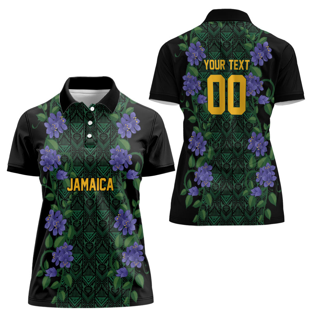 Custom Women’s Cricket Jamaica Floral Series Women Polo Shirt Lignum Vitae Hummingbirds Geometric Ethnic